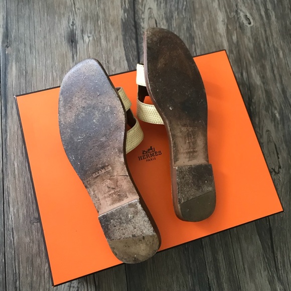 HERMÈS Oran Exotic Lizard skin sandals Sz 35.5 - Picture 9 of 10